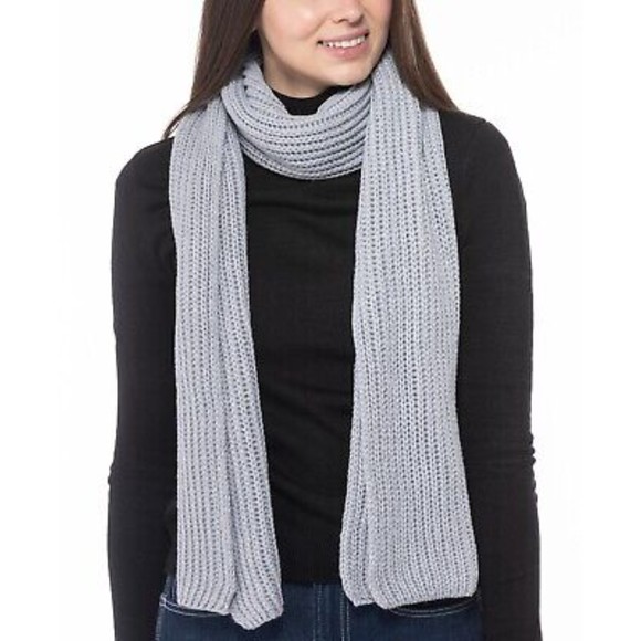 Style & Co NWT Solid Ribbed Muffler Extra Long Recycled Wrap Scarf Grey OS New - Picture 10 of 10